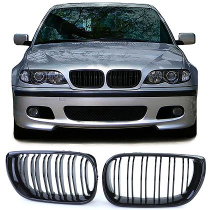 Front Kidney Grille Fits For BMW E46 Facelift  serries M3 Grilles Black Glossy Double M Sedan Touring 2001-2005