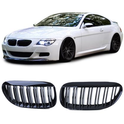 Front Kidney Grille Fits For BMW 6 E64 E64 serries M6 Grilles Black Glossy Double M 