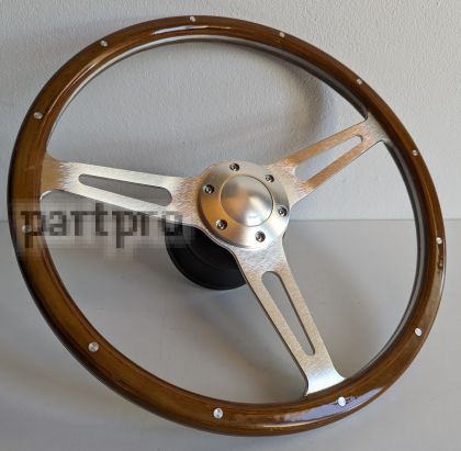 Steering wheel fits for VW Used custom rebuld wood chome 380mm wooden vintage hand rebuilded For Bus T2 Transporter 1972 - 1979