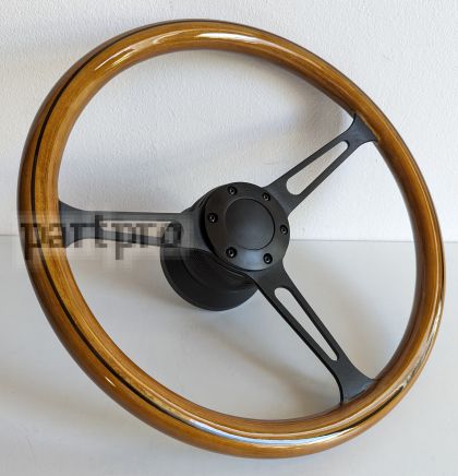 Steering Wheel VW Wooden Black spokes 380mm Fits For Bus T4 caravelle Multyvan Transporter 90-03