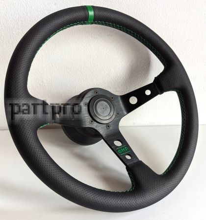 Steering Wheel BMW Green Leather Stitches Deep Dish Sport Drift For E24 E28 E30 E32 E34 86-92'