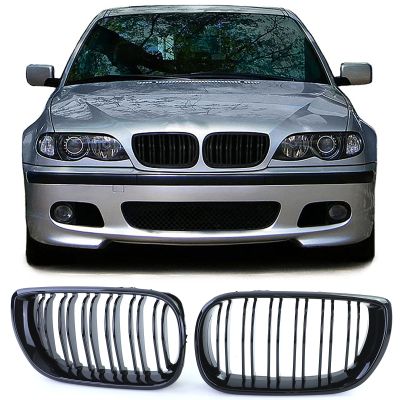 Front Kidney Grille Fits For BMW E46 Facelift  serries M3 Grilles Black Glossy Double M Sedan Touring 2001-2005