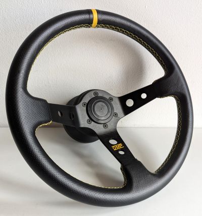 Steering Wheel BMW Yellow Leather Stitches Deep Dish Sport Drift For E24 E28 E30 E32 E34 86-92'