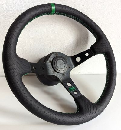 Steering Wheel BMW Green Leather Stitches Deep Dish Sport Drift For E24 E28 E30 E32 E34 86-92'